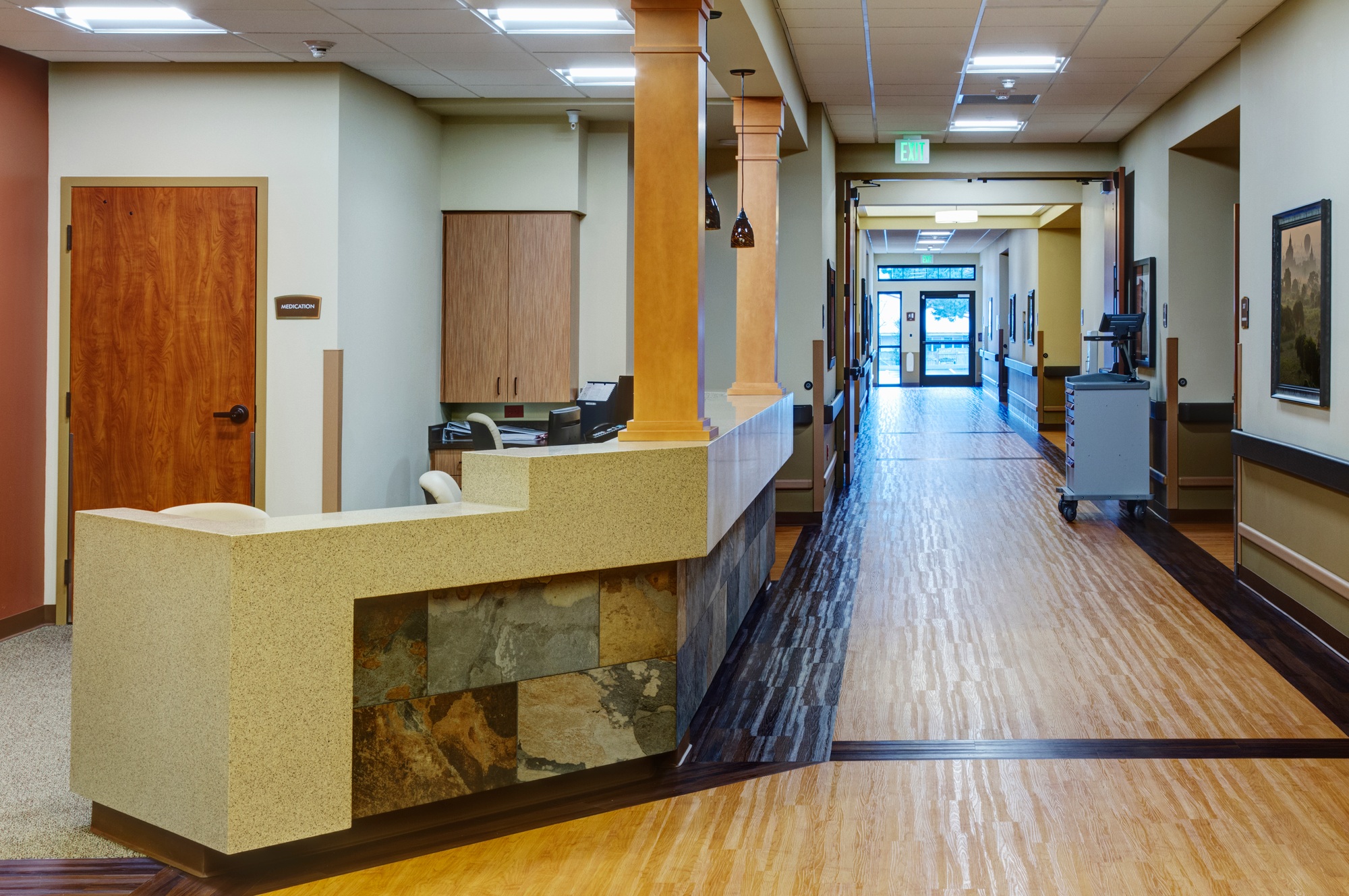 An assisted living and care home for seniors, modern building