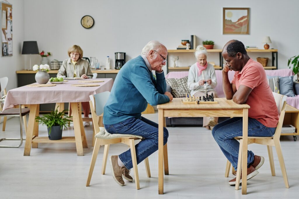 Senior people spending time in nursing home