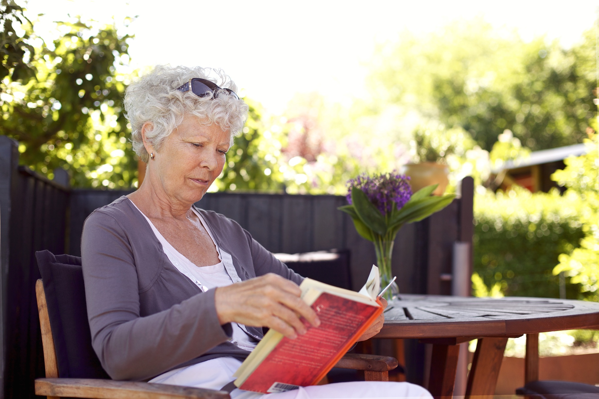 Senior woman reading book