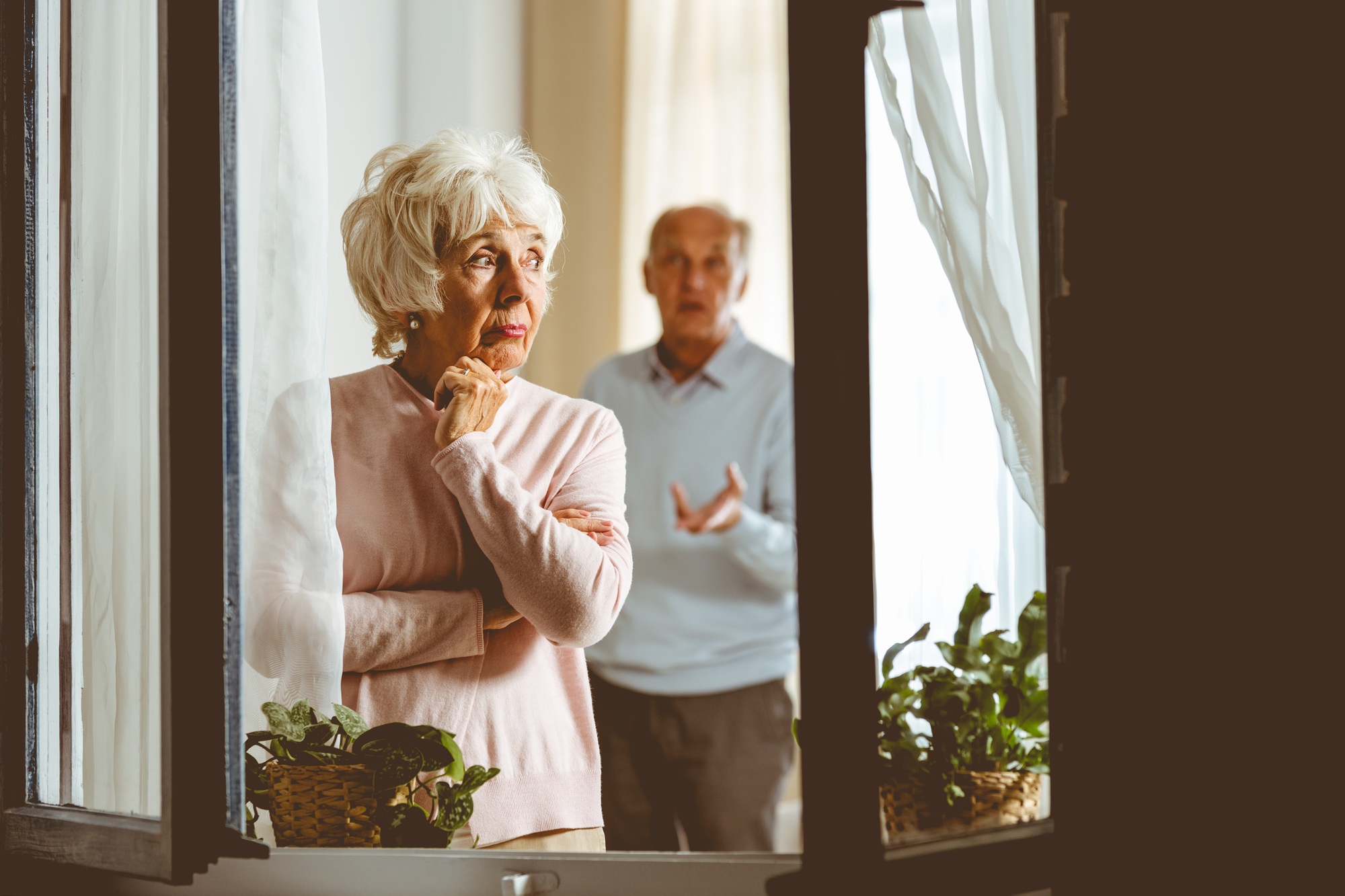Woman giving husband silent treatment