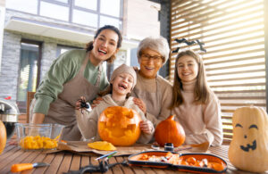 Senior with family for Halloween