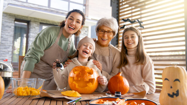Senior with family for Halloween